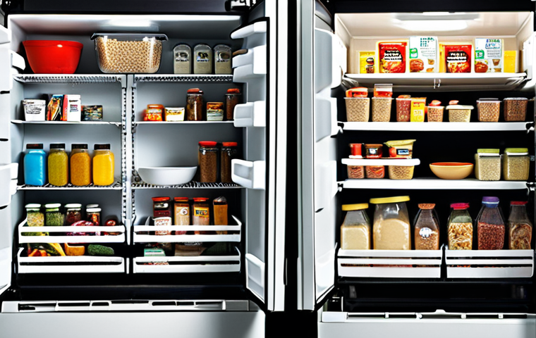 **Image Prompt:** A split image showcasing two contrasting scenarios. On one side, a brightly lit, organized pantry with food items neatly arranged and labeled, suggesting proper storage and mindful consumption. On the other side, a dimly lit, overflowing refrigerator with expired food containers and spoiled produce, symbolizing food waste and negligence. The image should visually communicate the difference between mindful consumption and wasteful practices related to food expiration dates.
