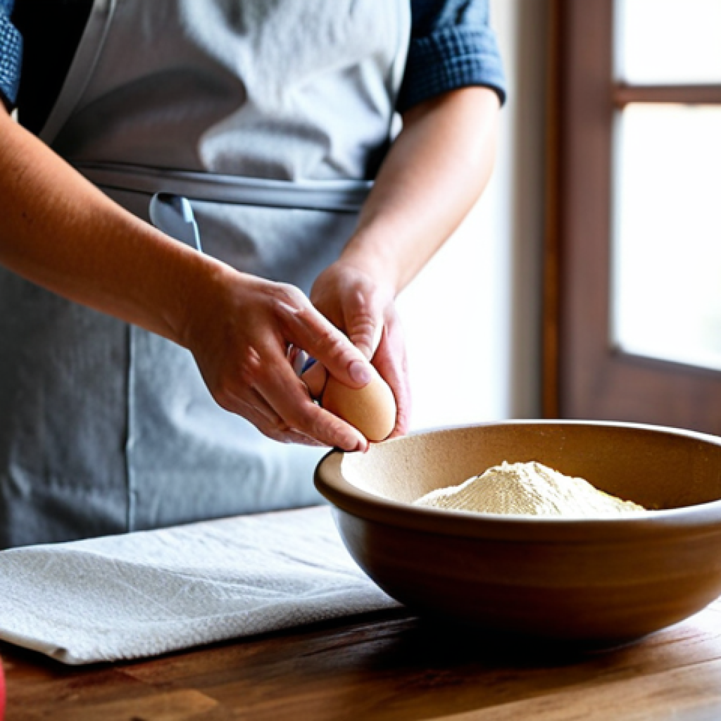**Image Prompt 1: The Art of Fresh Ingredients and Meticulous Preparation**
    A professional baker, fully clothed in a clean, modest apron, is meticulously sifting high-quality organic flour into a ceramic bowl on a pristine wooden kitchen counter. Fresh, vibrant red apples, perfectly oval organic eggs, and a block of premium butter are neatly arranged nearby, catching soft natural light from a window. The focus is on the baker's well-formed hands, gently engaged in the process, and the detailed textures of the fresh ingredients. Perfect anatomy, correct proportions, natural pose, proper finger count, well-formed hands. Professional photography, high resolution, soft background. Safe for work, appropriate content, modest, family-friendly.